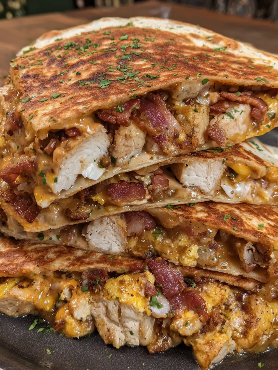 Bacon chicken chipotle ranch quesadillas.