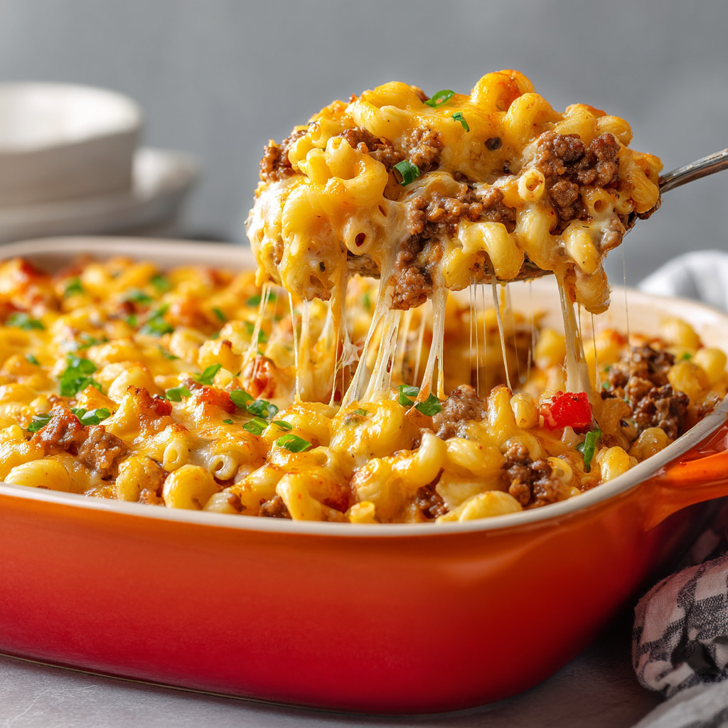 A bowl of macaroni and cheese is being served.