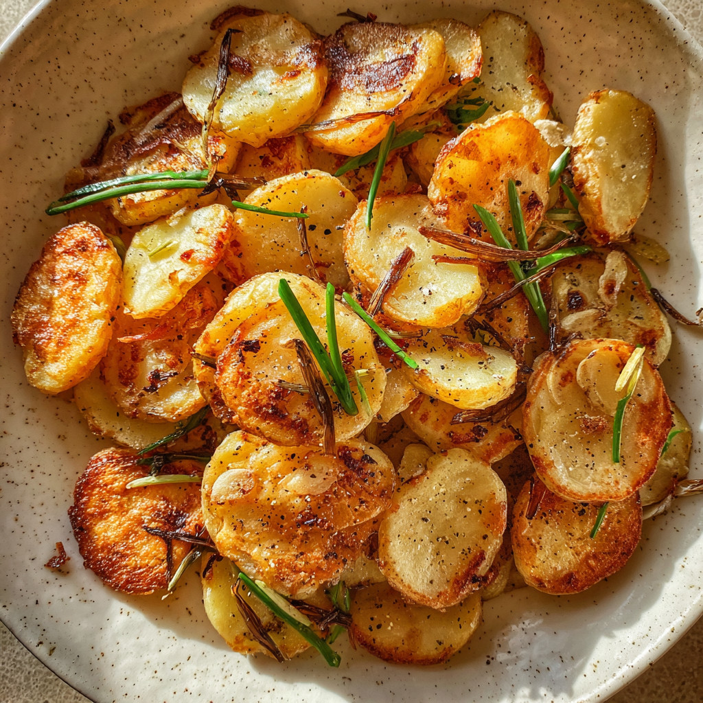 A plate of food with potatoes and greens.