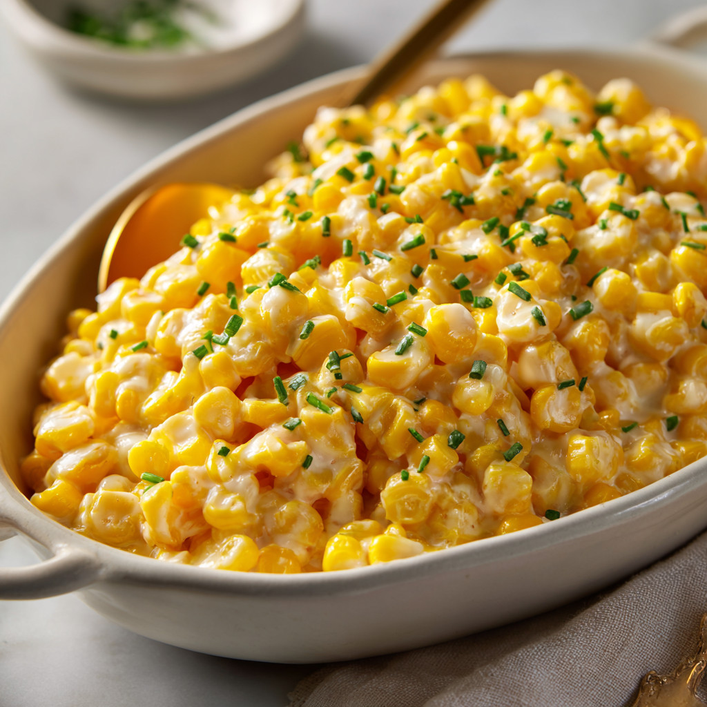 A bowl of corn with green onions.