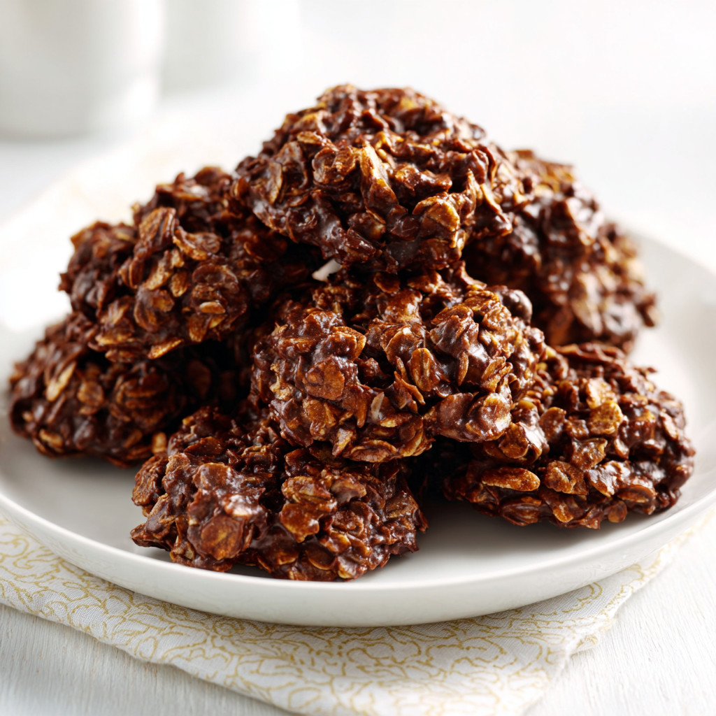 A plate of brown cereal.