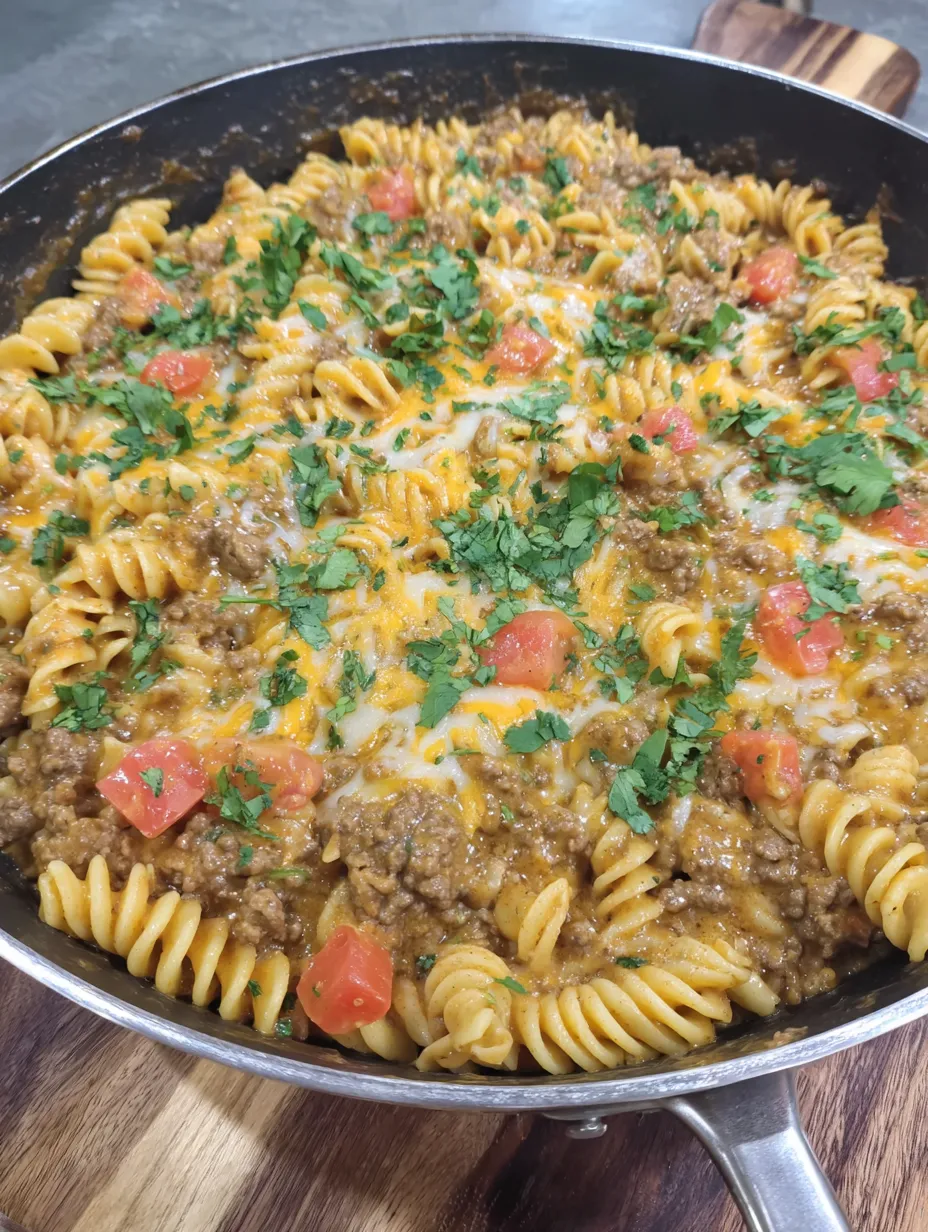 A delicious homemade taco hamburger helper.