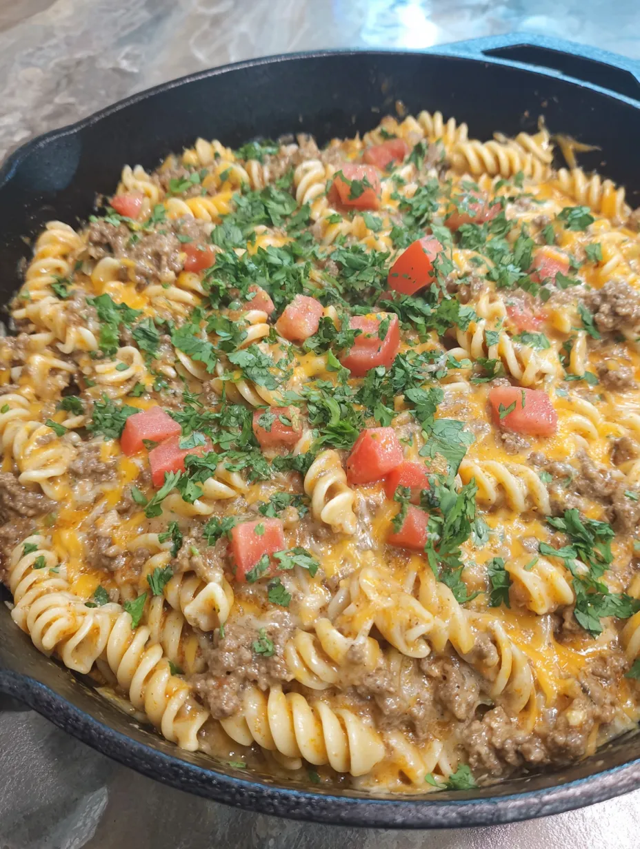 A delicious homemade taco hamburger helper.