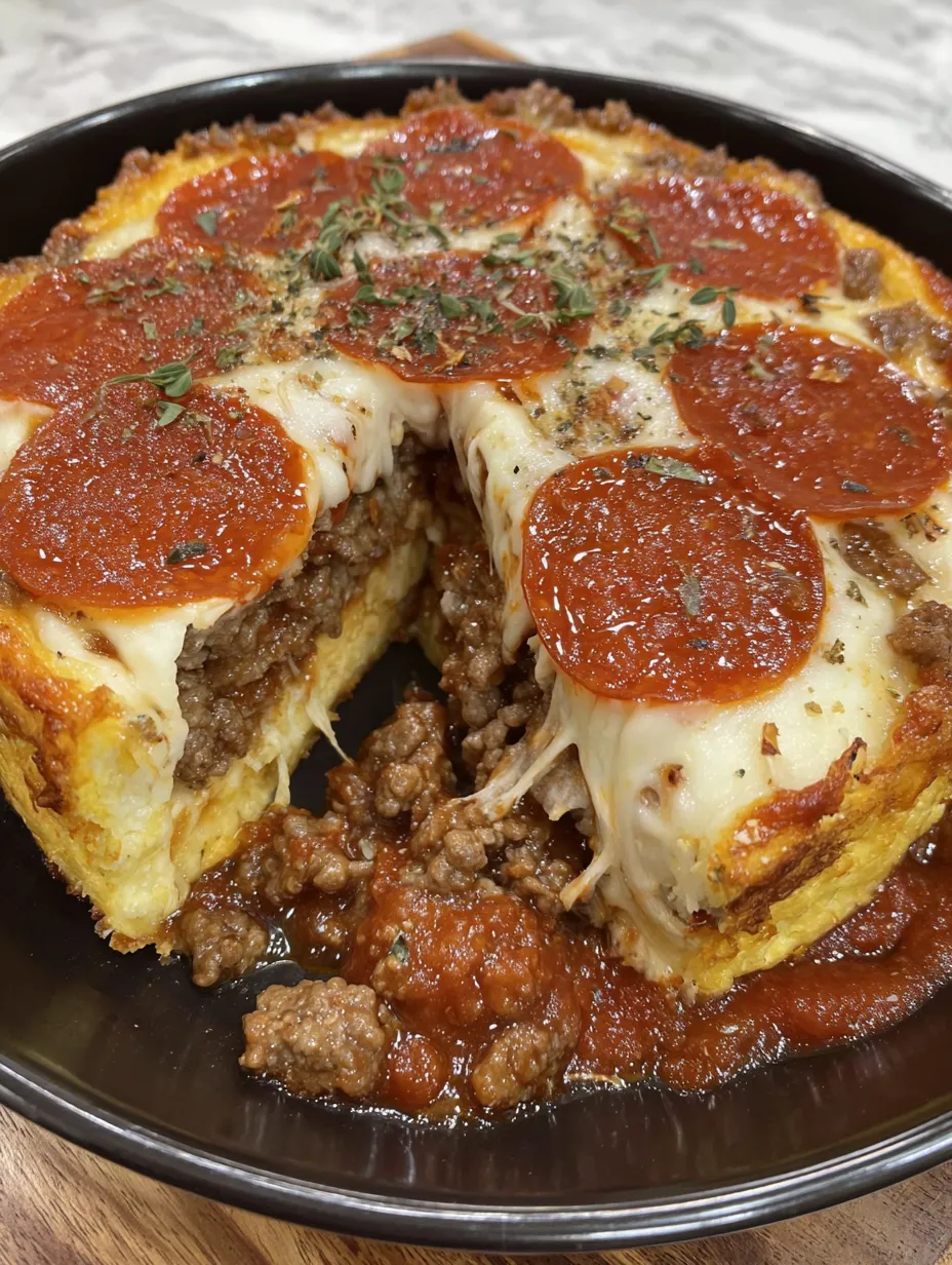 A slice of Bisquick Impossible Pizza Pie.