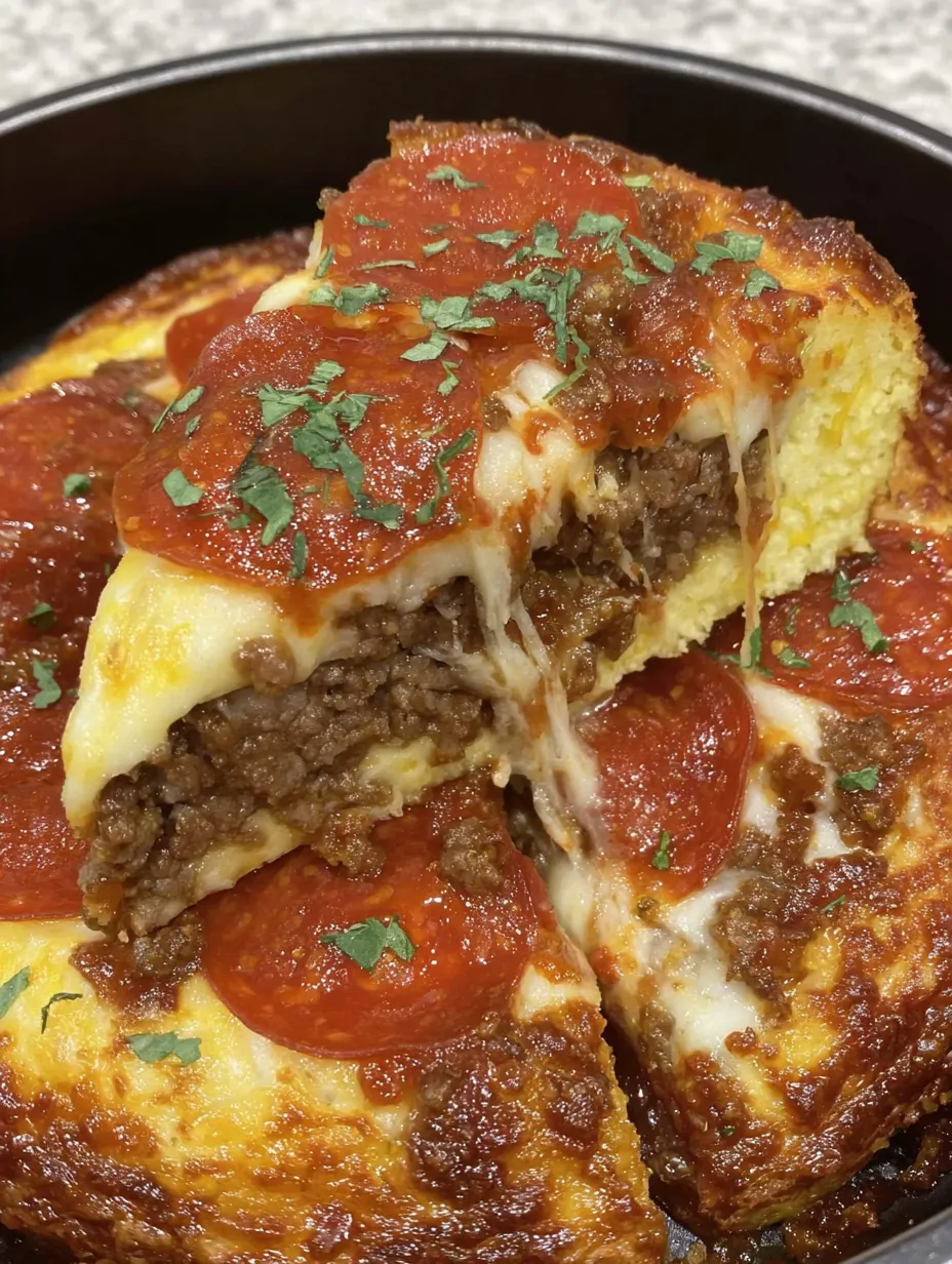 A slice of Bisquick Impossible Pizza Pie.