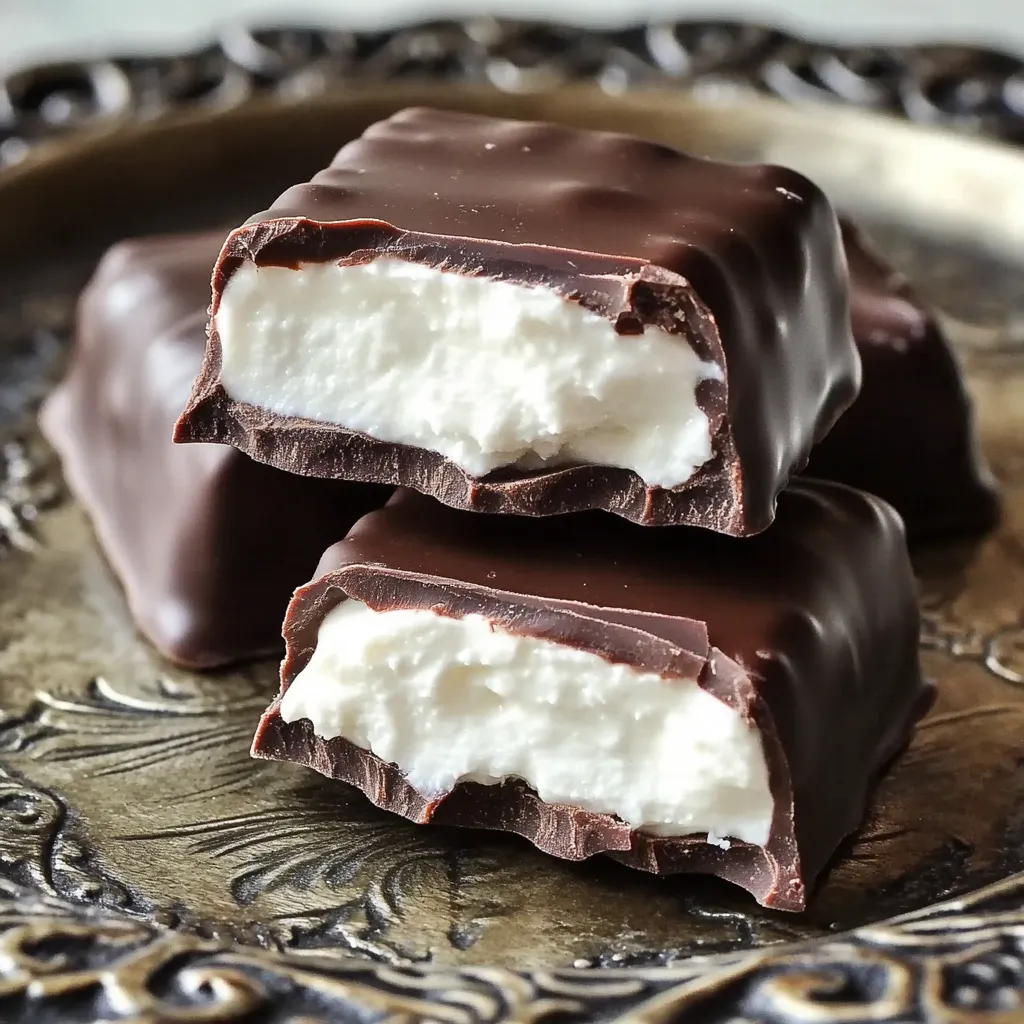 A chocolate and white candy bar on a plate.