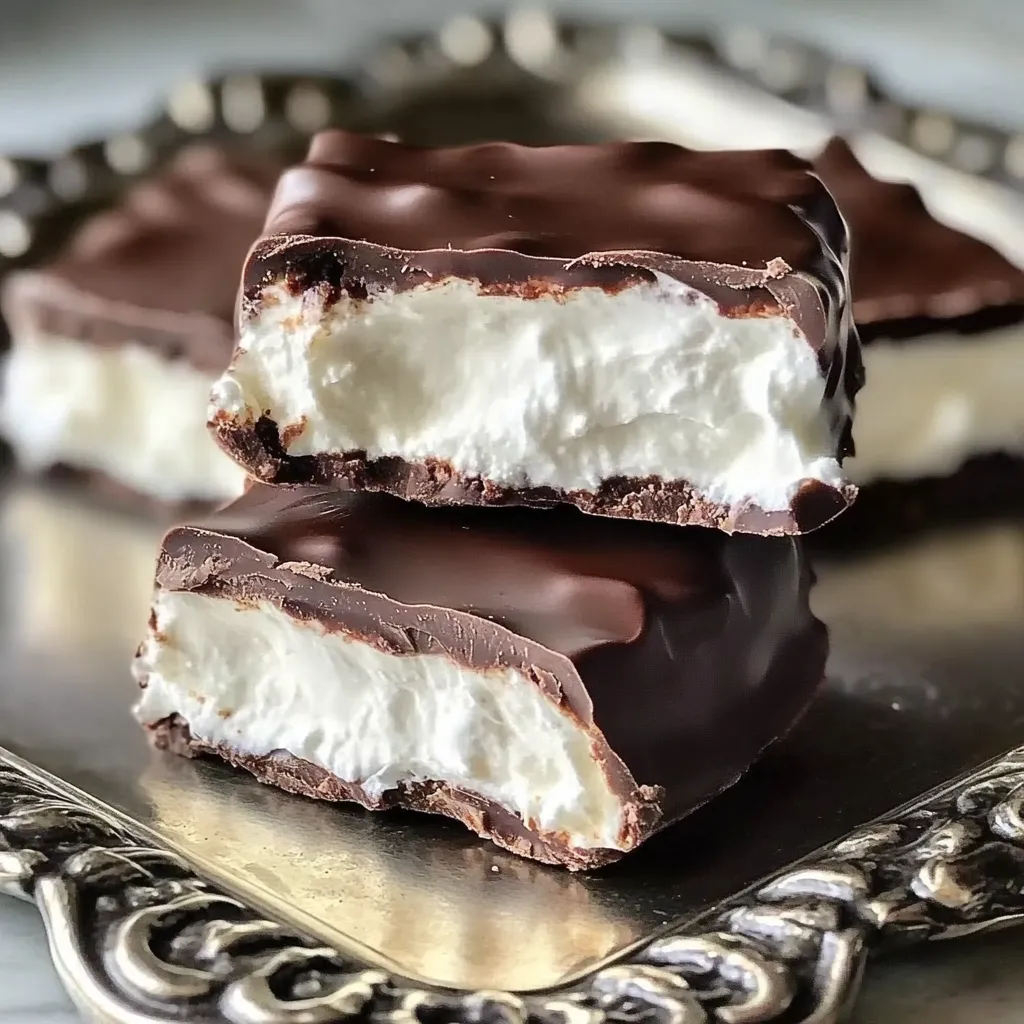 A chocolate and white dessert on a plate.