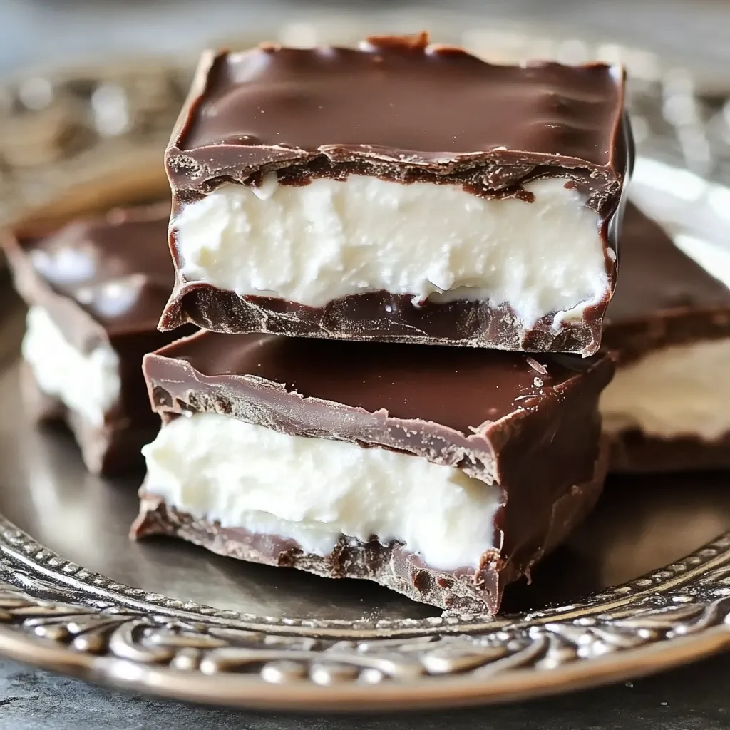A plate of chocolate and white cake.