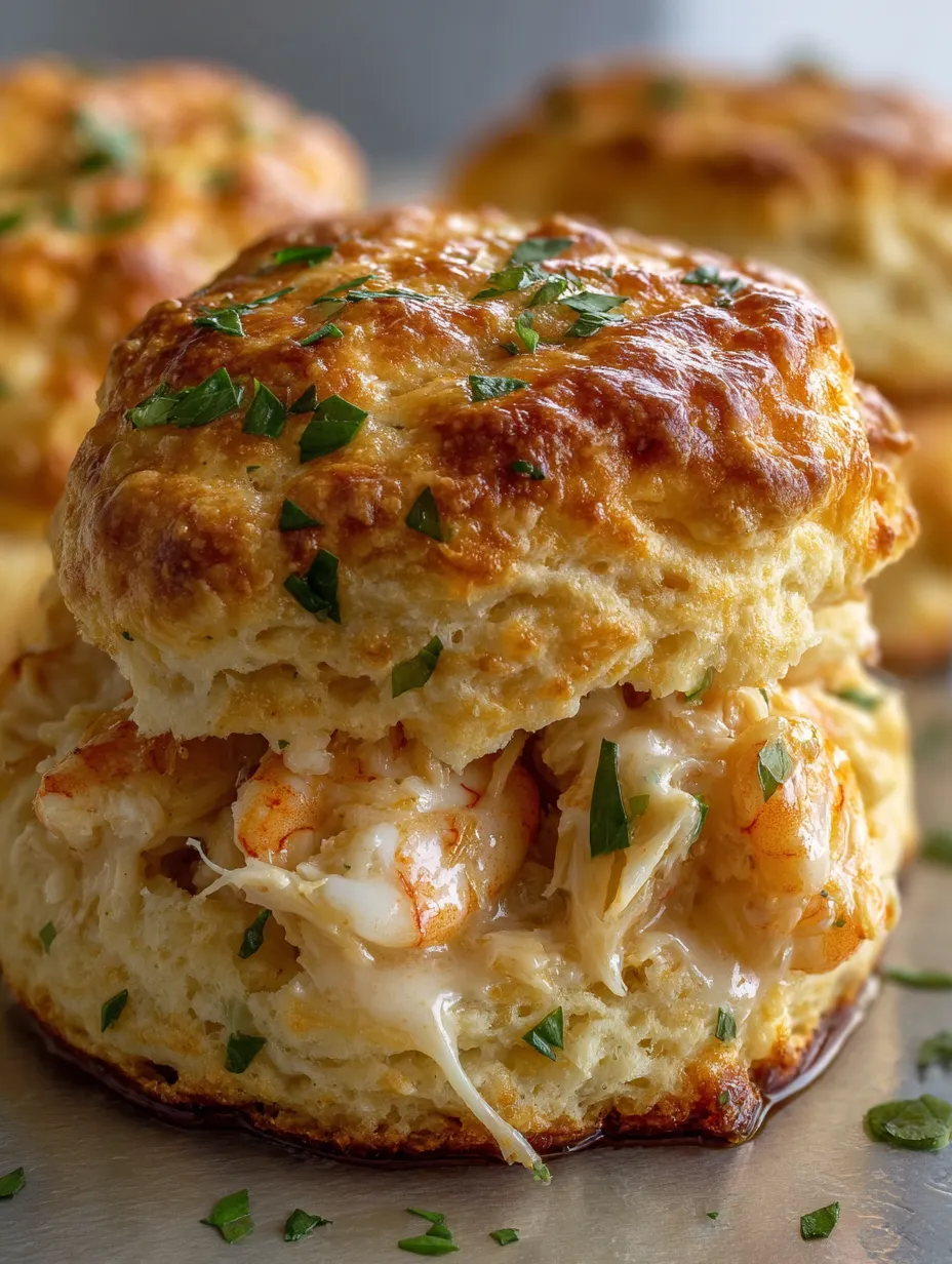 Cheesy crab biscuits with garlic butter.