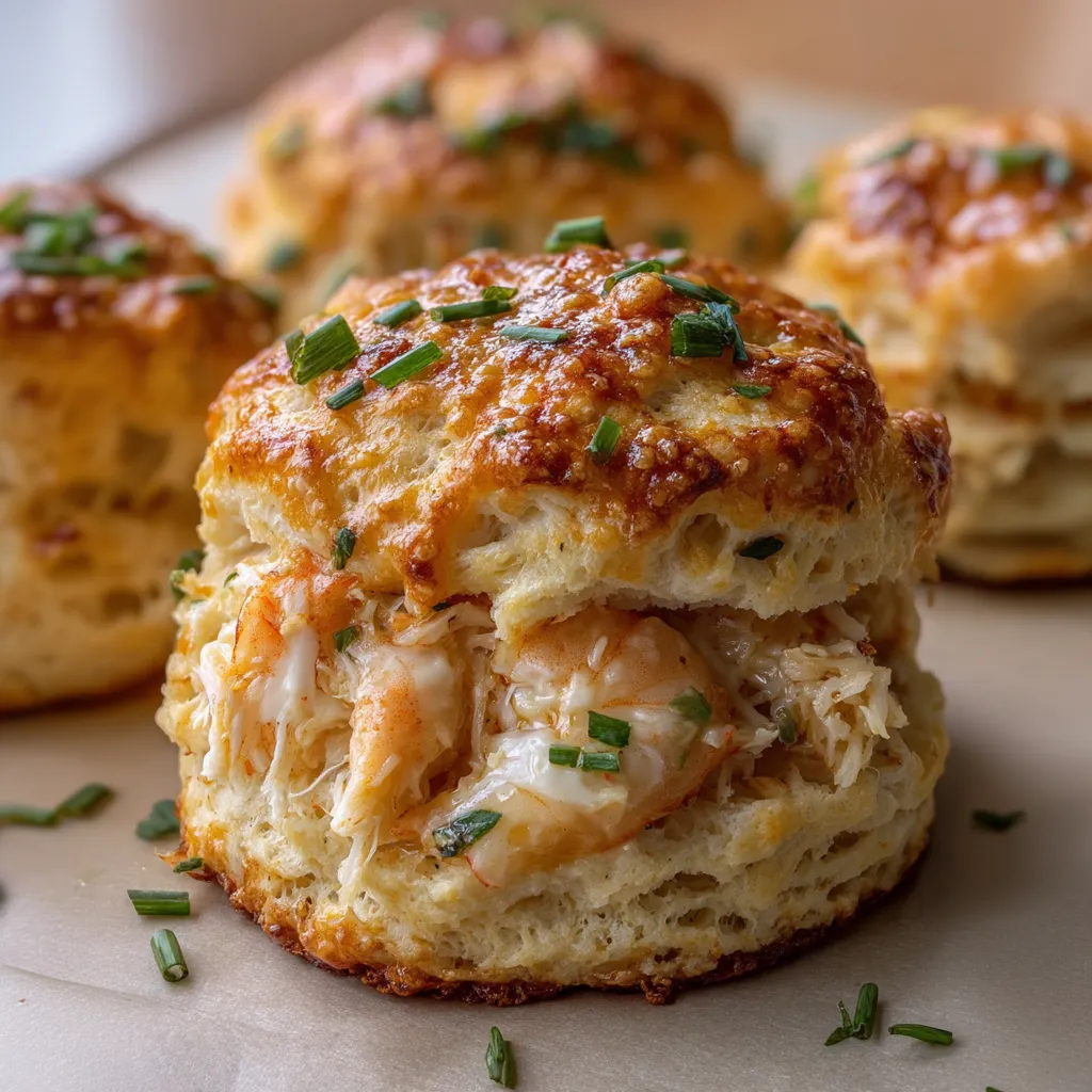 Cheesy crab biscuits with garlic butter.