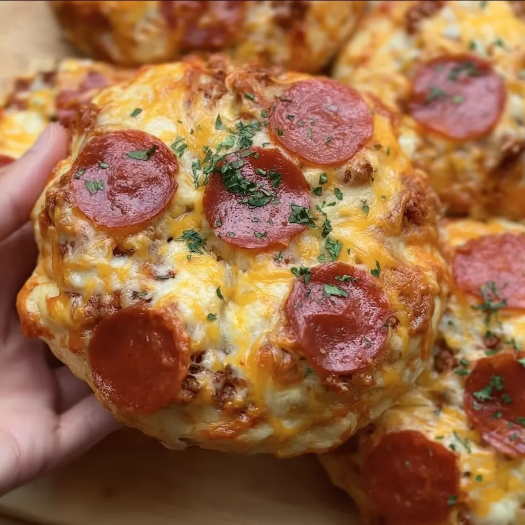 A person is holding a stuffed pizza bread.