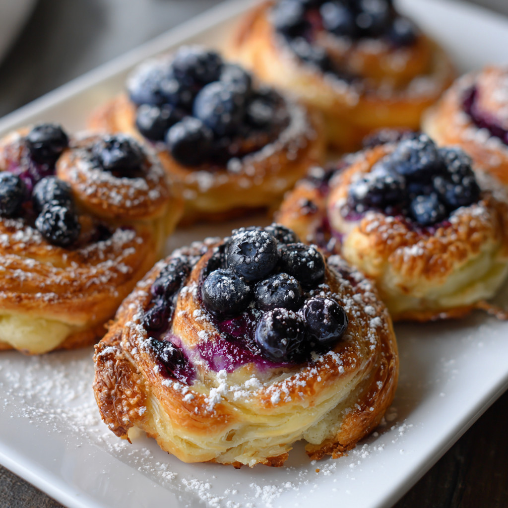 A plate of blueberry filled pastries.
