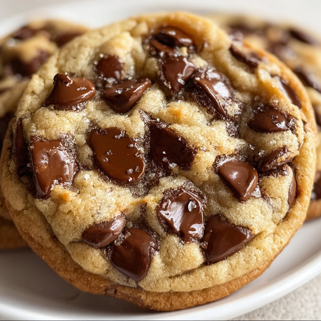 A giant chocolate chip cookie on a plate.