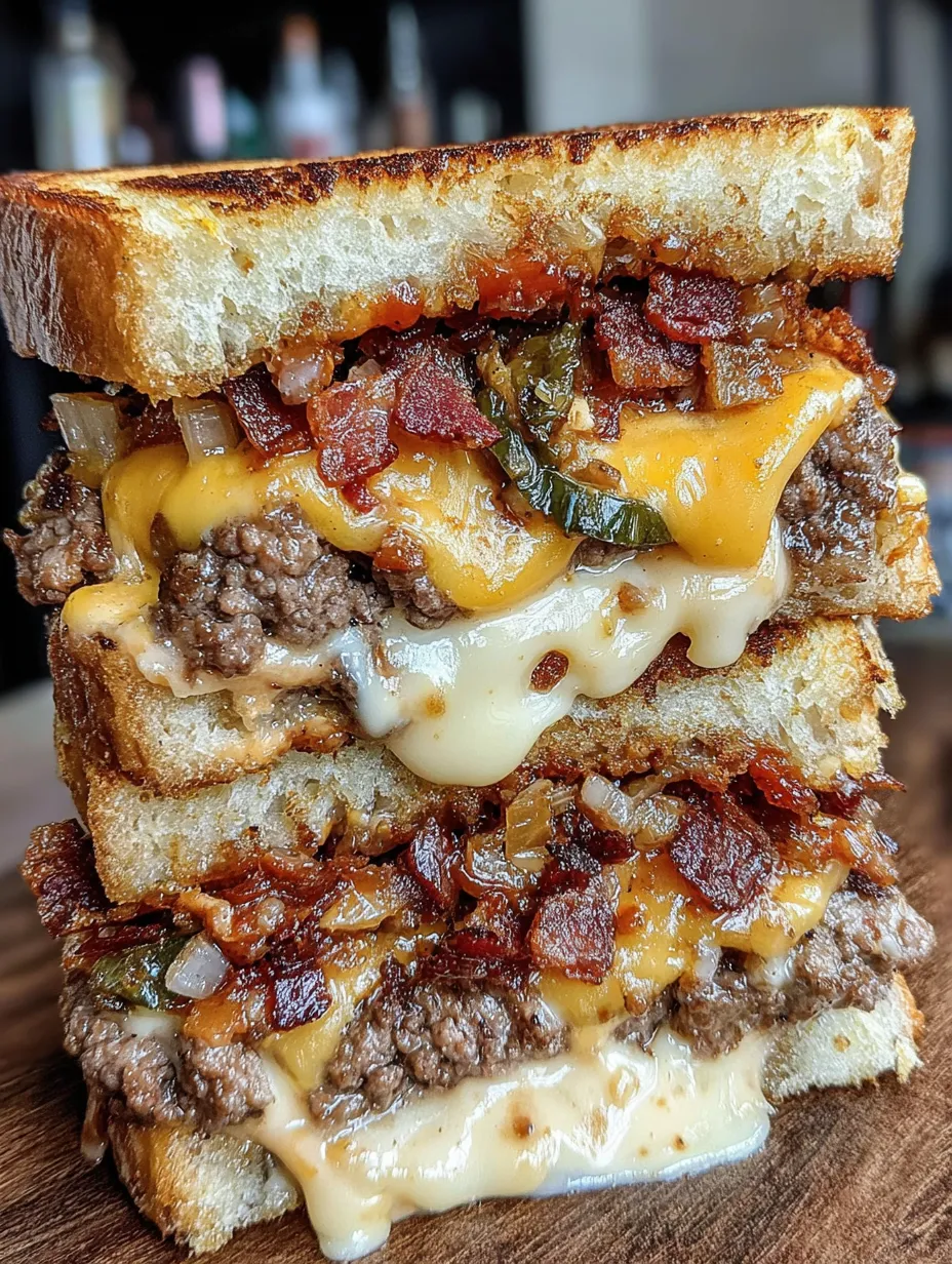 A stack of three grilled cheese sandwiches.