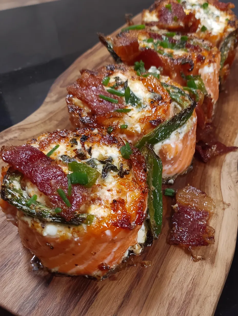 Jalapeno Popper Salmon Pinwheels.