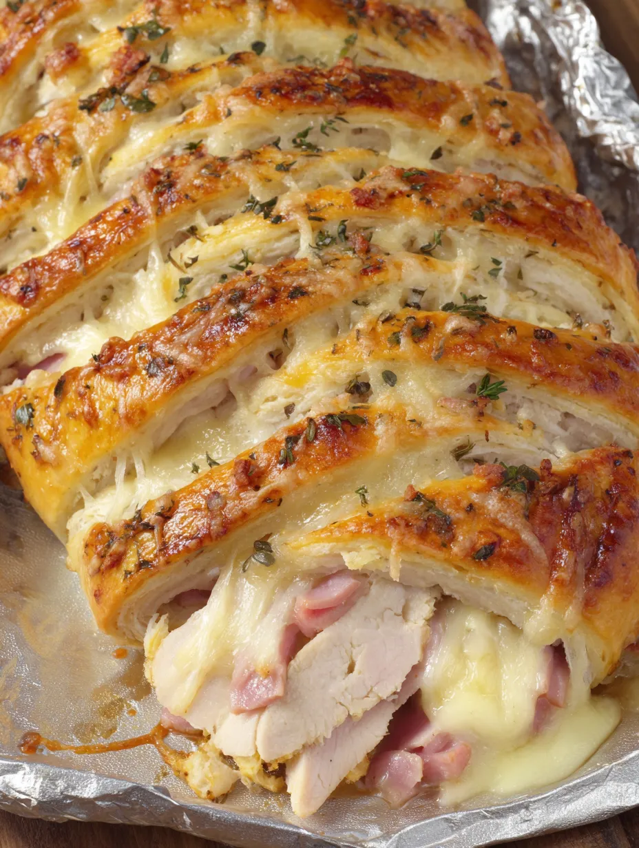 A chicken crescent braid with cheese and herbs.