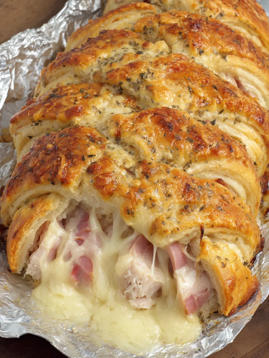 A chicken crescent braid with cheese.