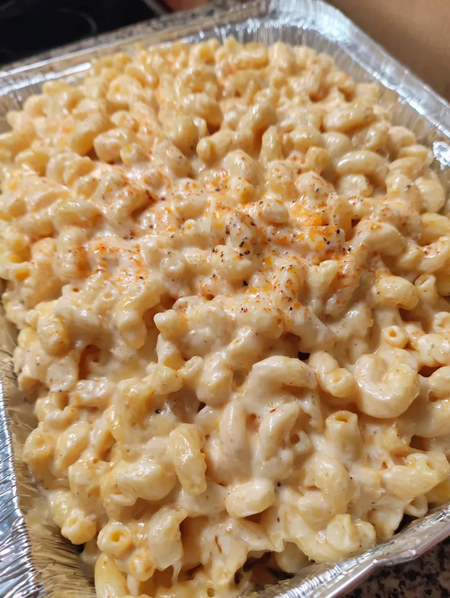 A dish of creamy smoked macaroni and cheese.