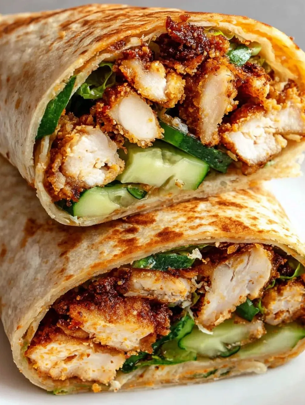 A wrap filled with chicken and vegetables.
