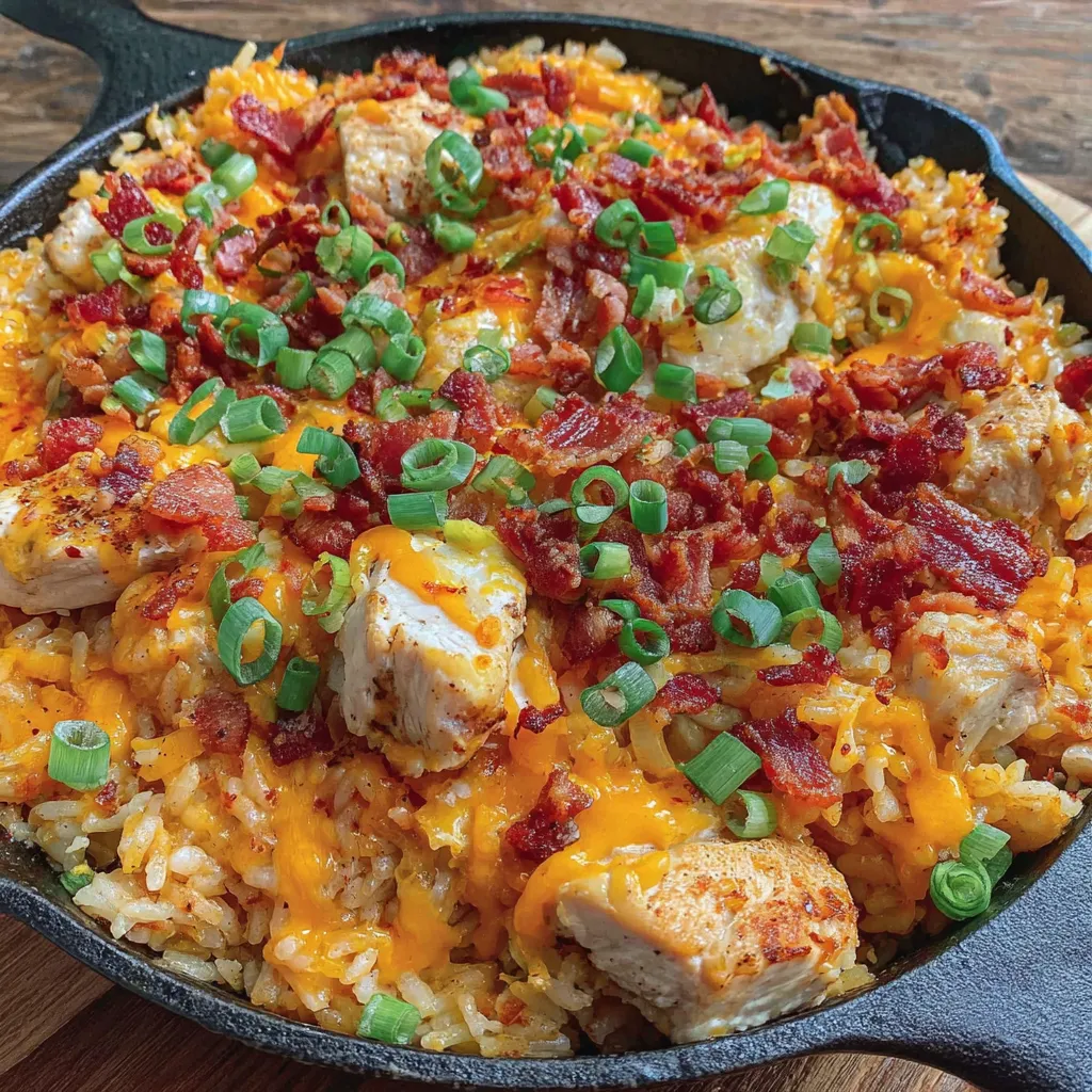 A skillet with chicken and rice.