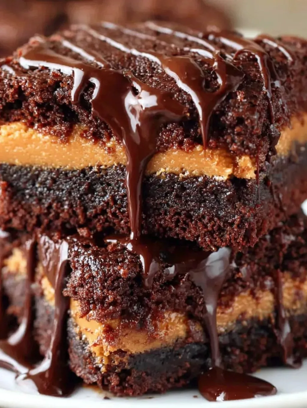 A close up of a chocolate covered sweet potato brownie.