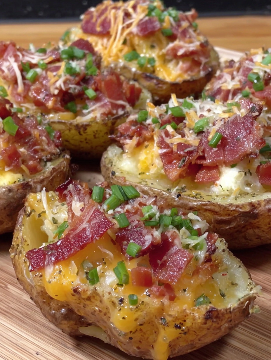 A plate of loaded air fryer potato wedges.