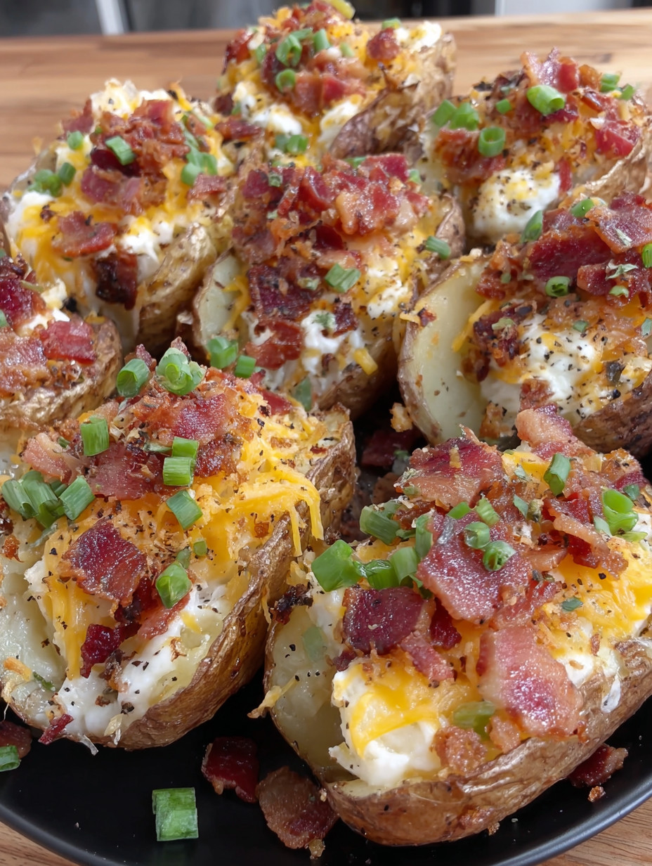 A plate of loaded air fryer potato wedges.
