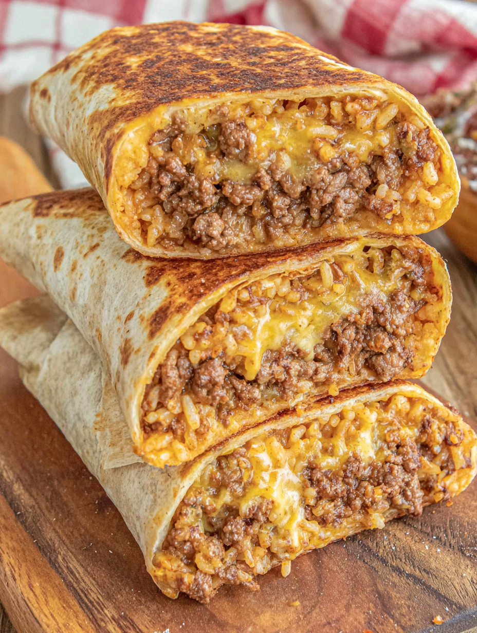 A burrito with cheese and meat on top.