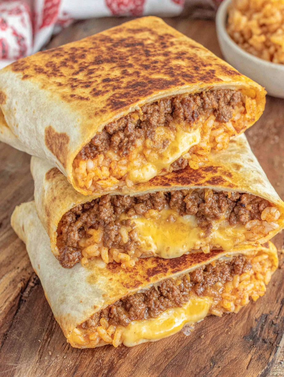 A grilled cheese burrito on a table.