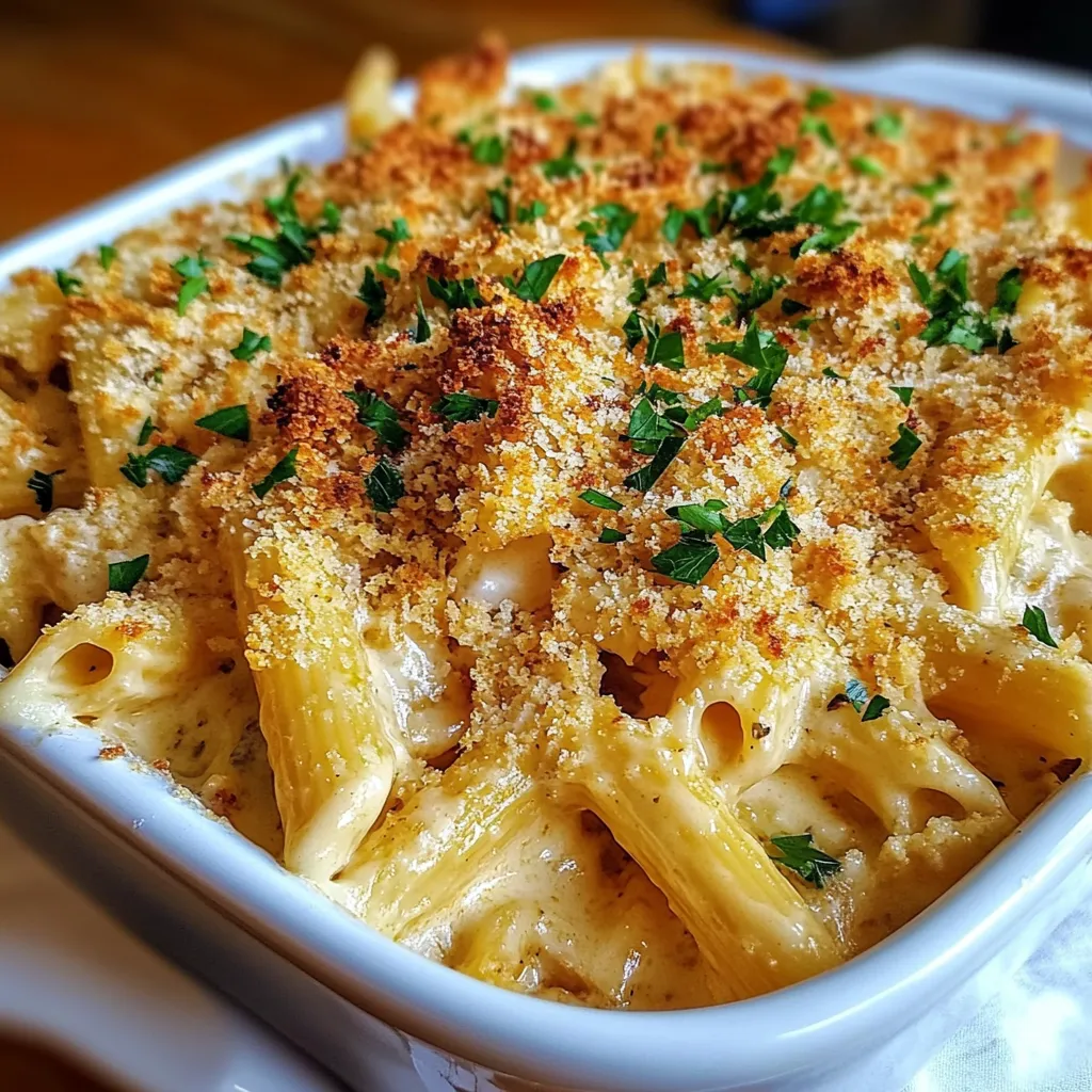 A bowl of pasta with cheese and herbs.