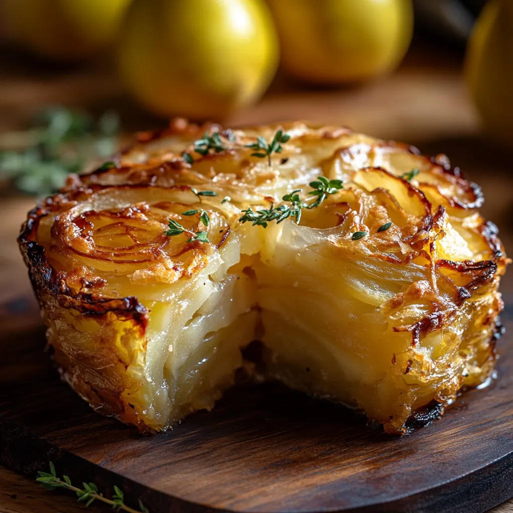A slice of potato with lemon wedges on top.