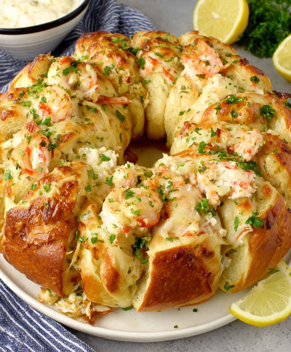 A cheesy shrimp and crab crescent ring.