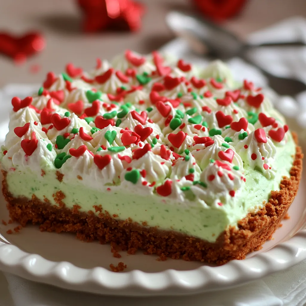A slice of pie with red and green decorations.