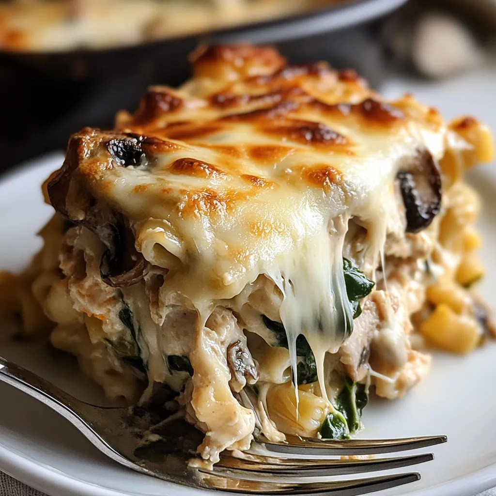 A slice of lasagna on a plate.