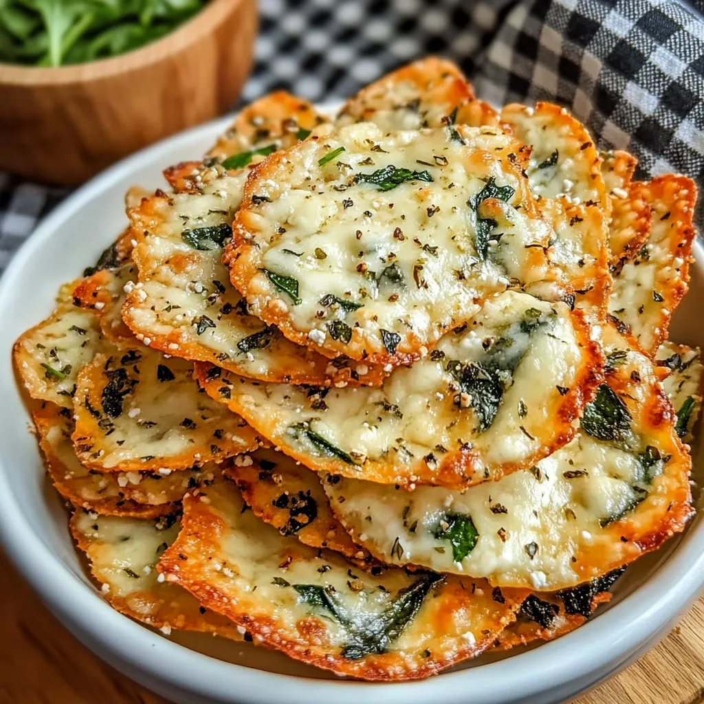 A bowl of cheese and spinach crackers.