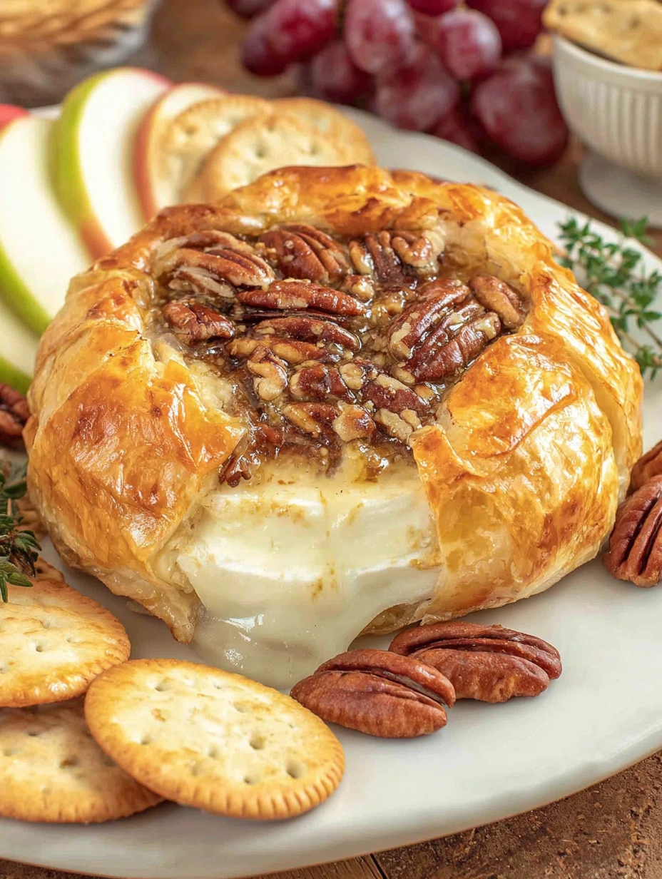 A pastry filled with cheese and nuts.
