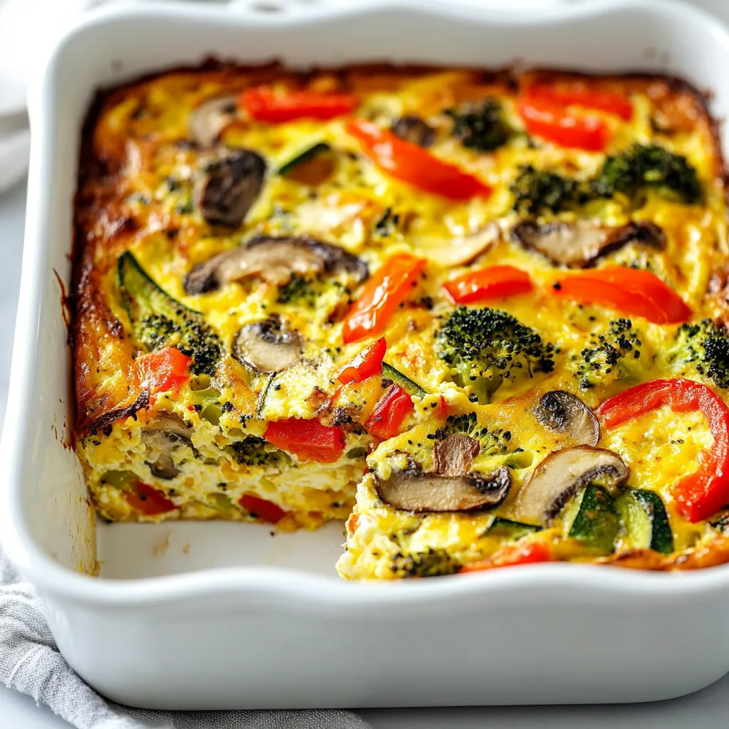A white bowl filled with a vegetable and mushroom omelet.