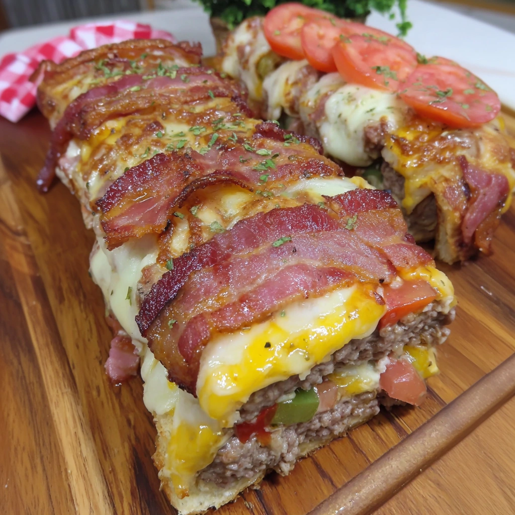 A cheese stick bacon cheeseburger.