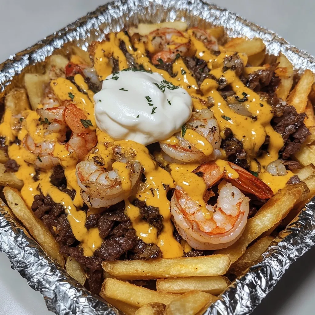 A plate of shrimp and fries with a dollop of ranch dressing.
