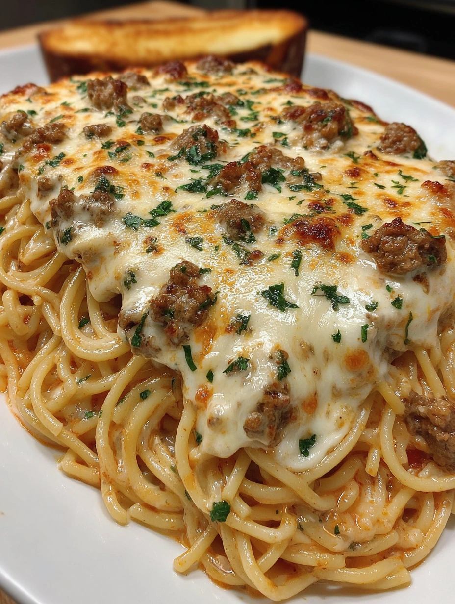 A plate of spaghetti with meat sauce and cheese.