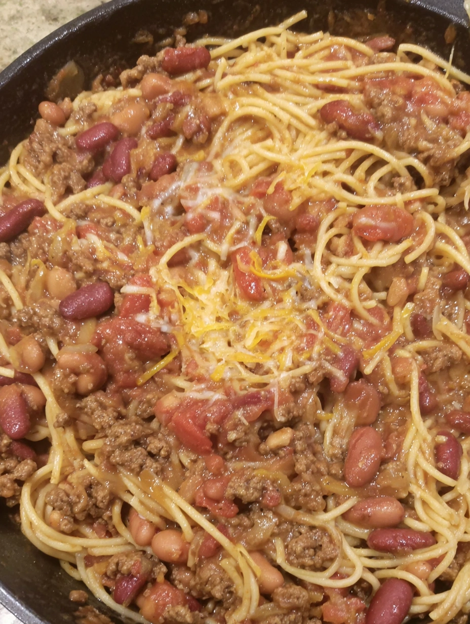 A bowl of Cowboy Spaghetti.