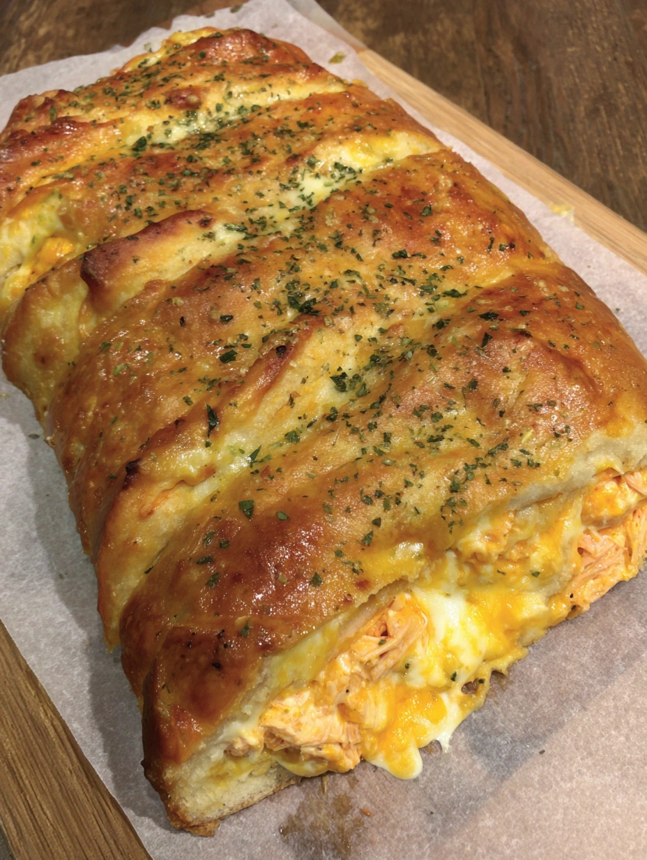 A slice of Buffalo Chicken Stromboli.