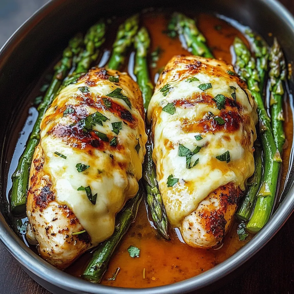Juicy baked chicken breasts topped with melted cheese and herbs,