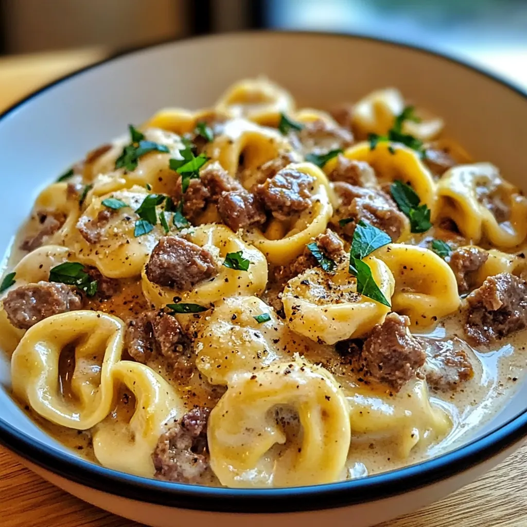 Cheesesteak Tortellini in Rich Provolone Sauce Recipe
