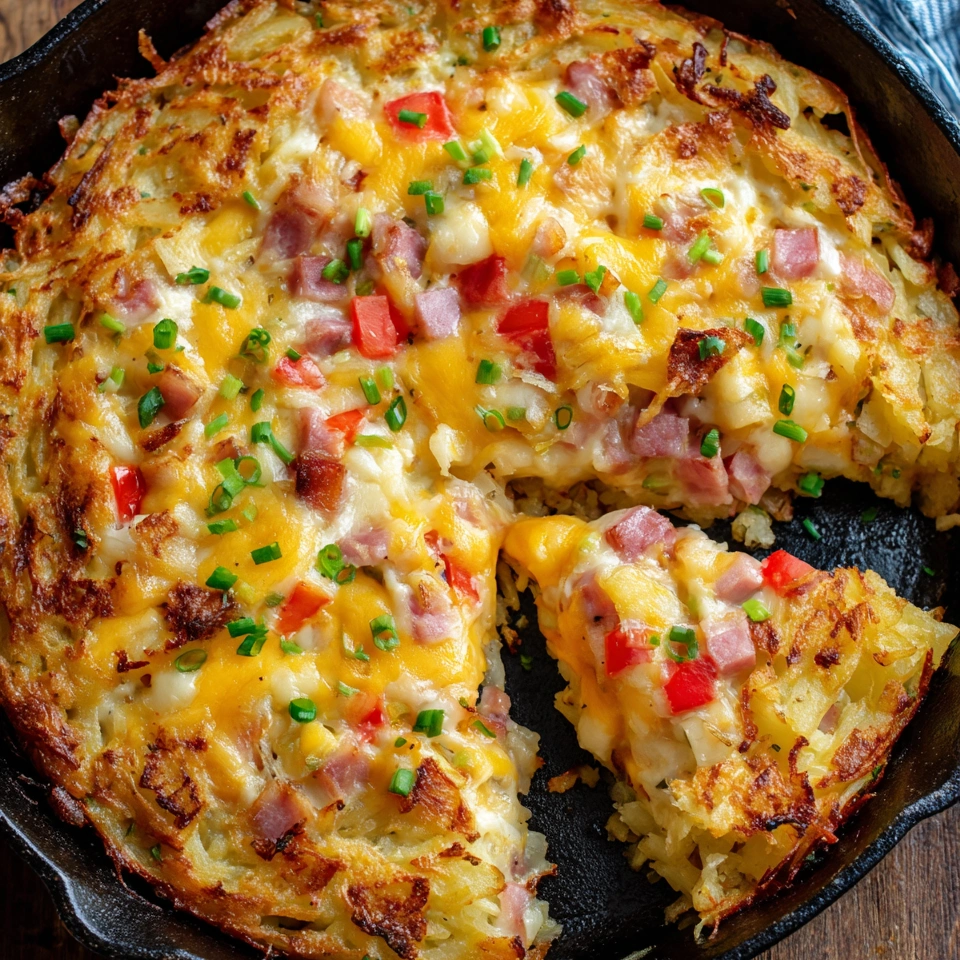 A skillet with a slice of cheesy western food.