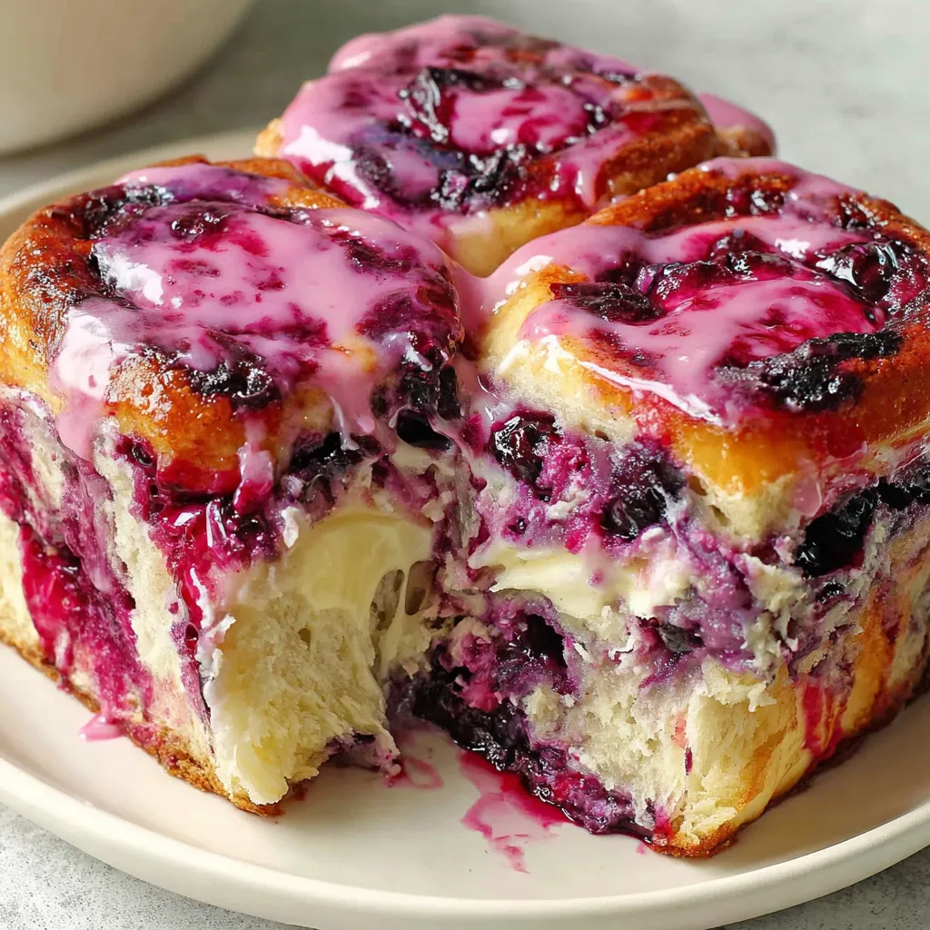 A plate of blueberry sweet rolls.
