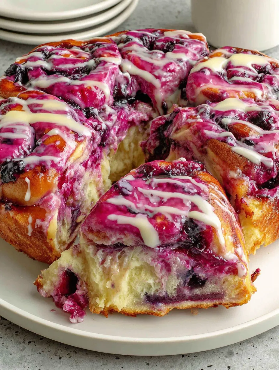A plate of blueberry sweet rolls.
