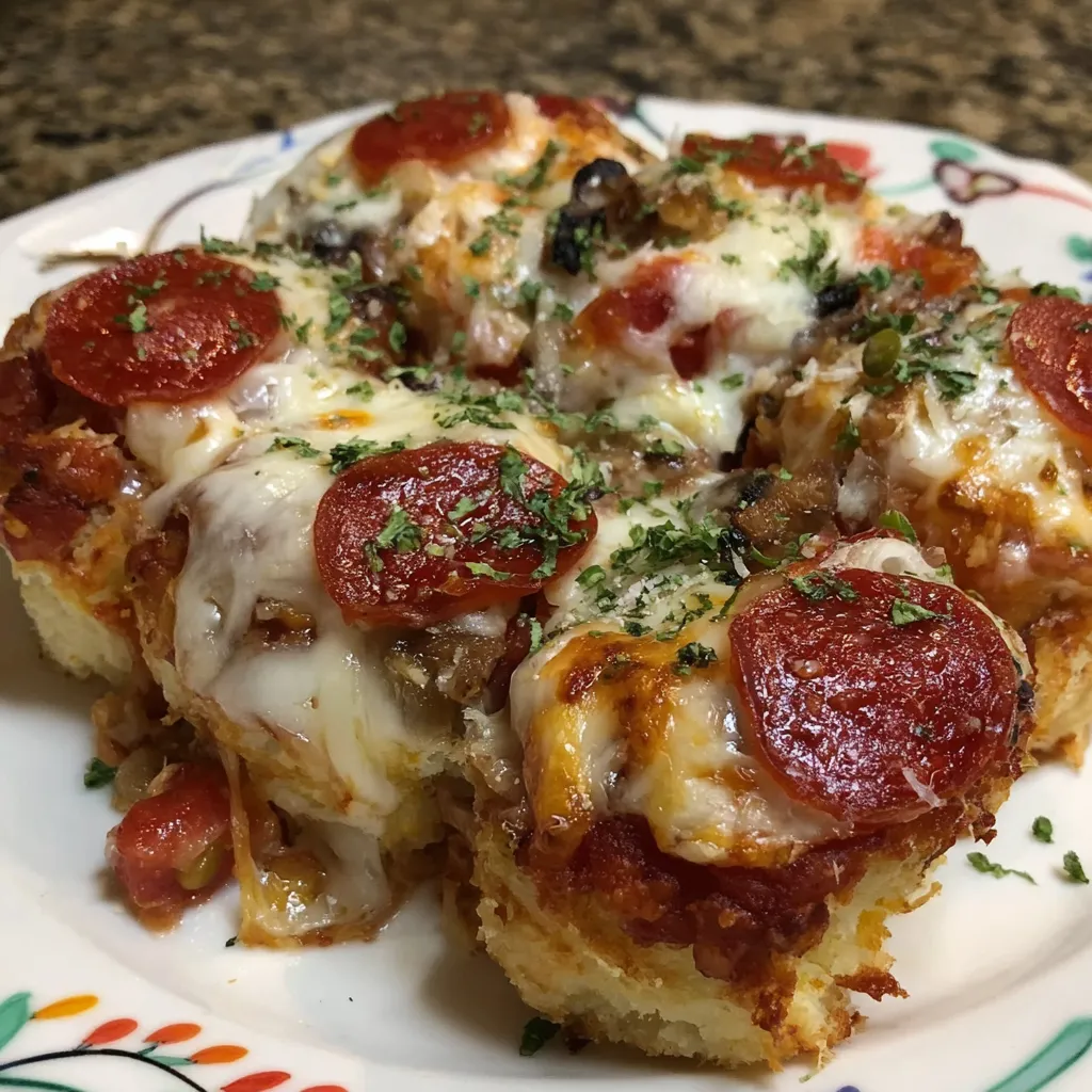A plate of bubble up pizza bake.