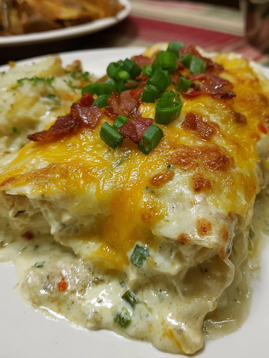 A plate of cream cheese chicken enchiladas.