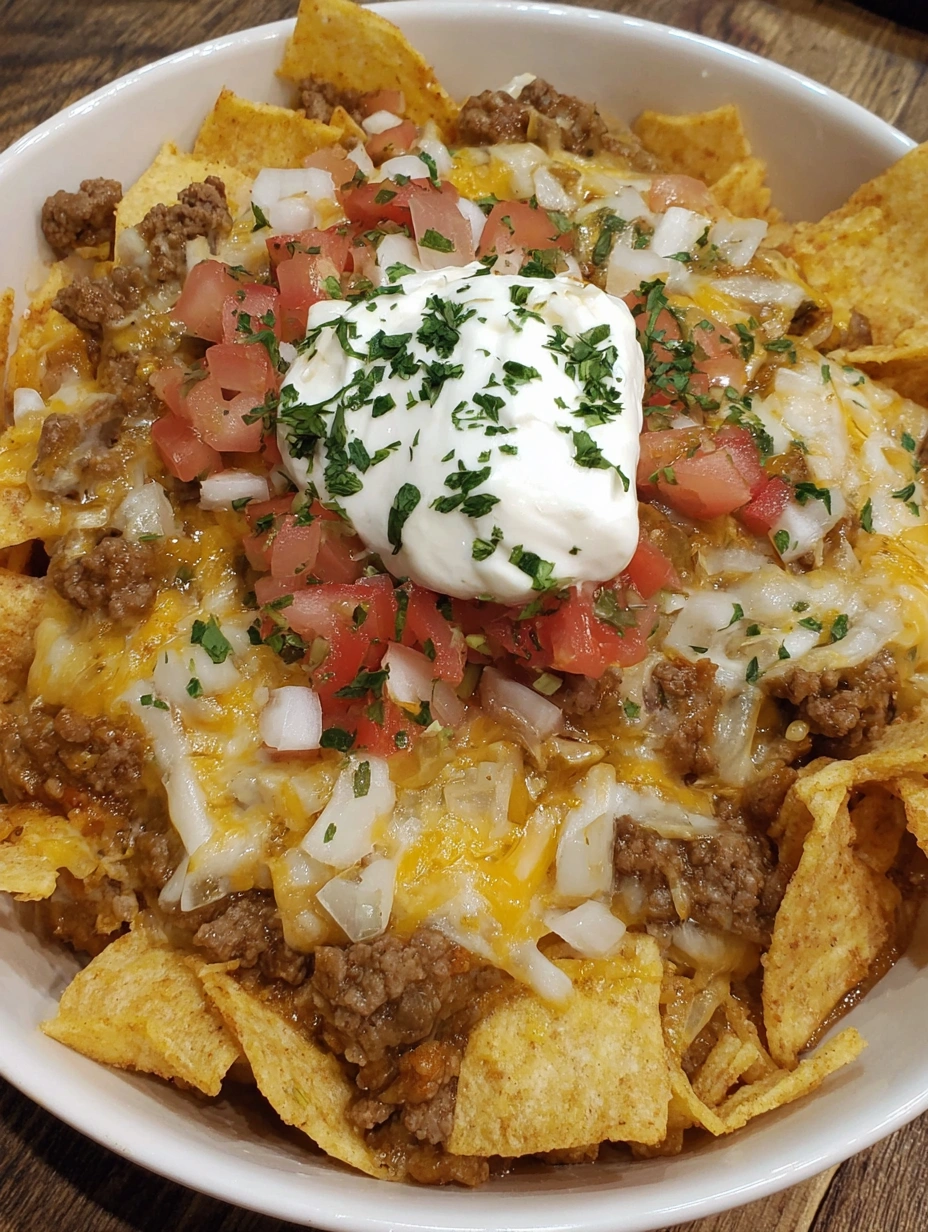 A bowl of chili cheese frito pie.